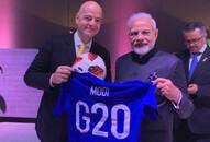 PM Narendra Modi receives special football jersey from FIFA president during G-20 summit