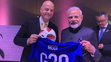 PM Narendra Modi receives special football jersey from FIFA president during G-20 summit