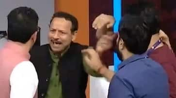 SP  and BJP spokesperson fight during TV debate show