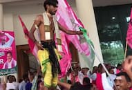Telangana poll results 2018  massive lead TRS supporters celebrate video hyderabad