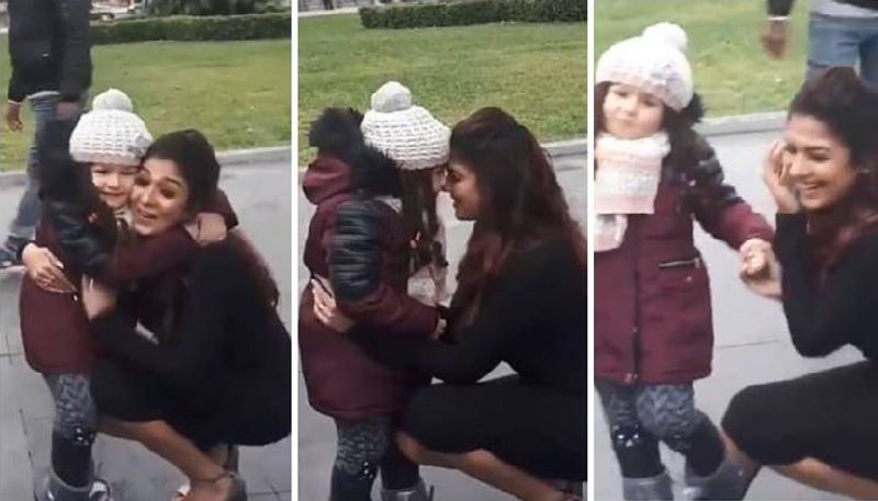 Nayanthara playing with a kid in Azerbaijan