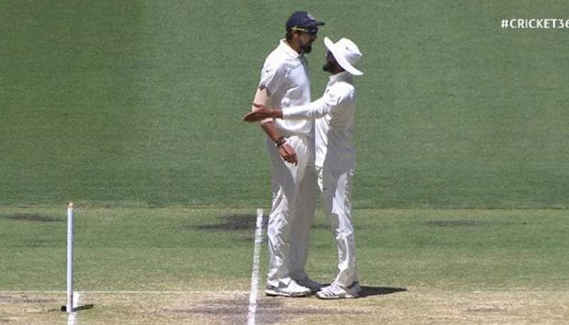 Perth Test Cricketer Ishant Sharma and Ravindra Jadeja fight with each other on the field