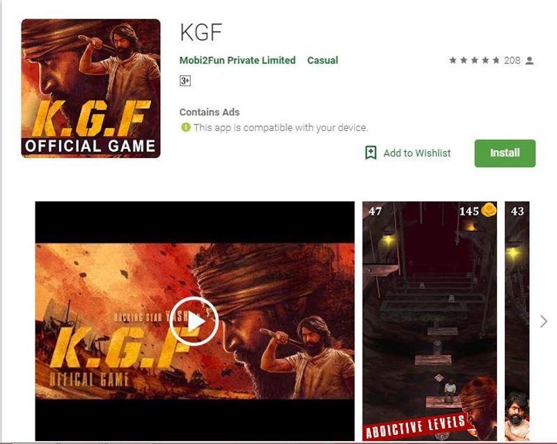 After KGF movie KGF Game rocks internet Google Play