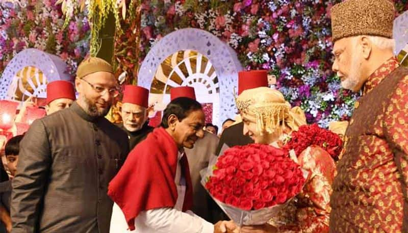 kcr attends asaduddin owaisi daughter marriage