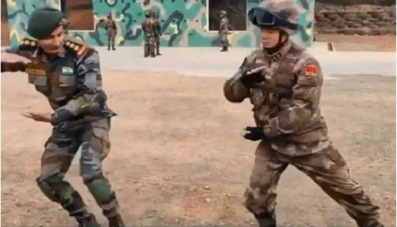 Chinese Soldier Teaches Tai chi to Indian Officer