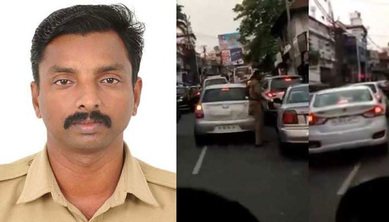 social media viral police man who made road clear for ambulence stuck in traffic block