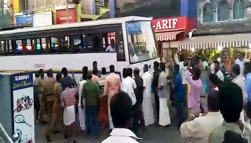 Keralala Infuriated violation Sabarimala sanctum Ayyappa devotees observe strike protests violence rock Kerala