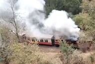 Running train caught fire