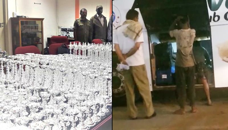 Silver lamps seized KSRTC Karnataka bus smuggled Bengaluru bribe Andhra voters Video