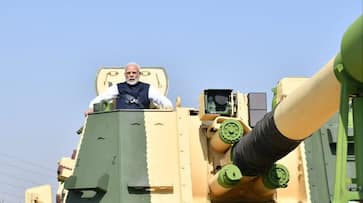 Prime Minister Modi rides K-9 Vajra Self Propelled Howitzer