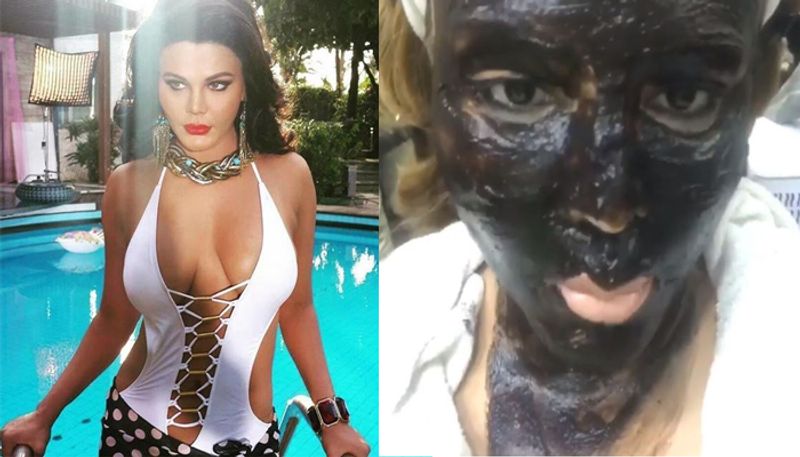 Rakhi sawant cow dung face pack video viral on social media