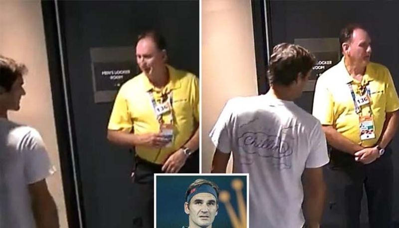 Tennis star Roger Federer stopped by security gaurd