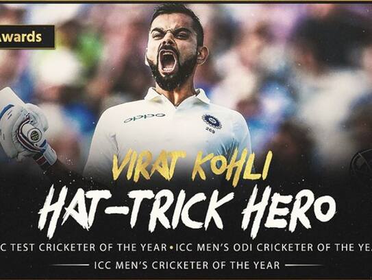 Virat Kohli sweeps ICC awards, first player to bag top three awards in single year