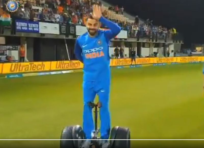 India vs New Zealand cricket post match Virat Kohli and MS Dhoni fun time