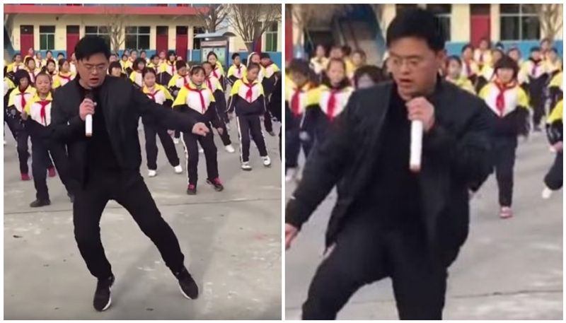 school principal  from china teaches dancing for his students