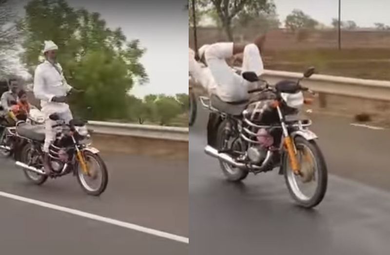 Old man bike stunt in public road video goes viral