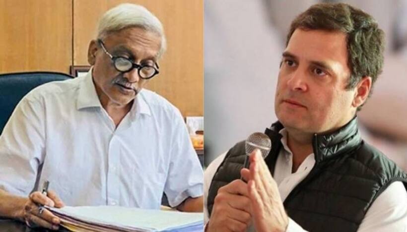मनोहर पर्रिकर से मिले कांग्रेस अध्यक्ष राहुल गांधी