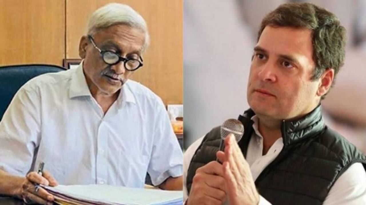 मनोहर पर्रिकर से मिले कांग्रेस अध्यक्ष राहुल गांधी
