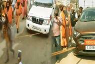 kumbh mela 2019: watch how  aghori sadhu baba pull car