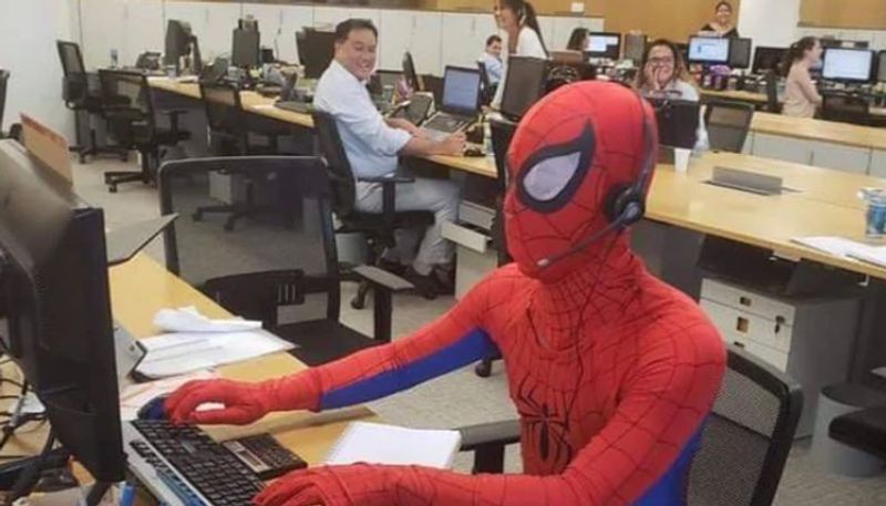 bank employee reached at office as spider man video viral