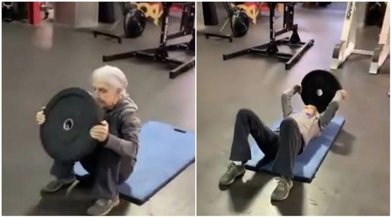 72 year old woman workout video viral in social media