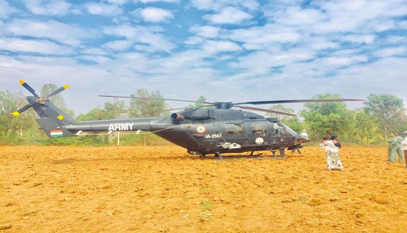 Indian Army Helicopter makes an emergency landing at Bengaluru