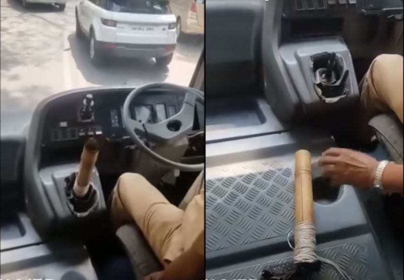 School bus driver arrested for using bamboo stick instead of gear lever