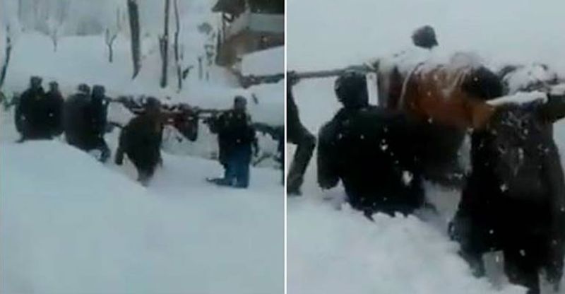 People carry pregnant lady to hospital Kashmir video goes viral