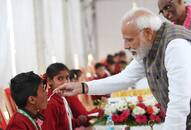 Prime Minister Narendra Modi serves three billionth Akshay Patra meal to poor school children in Vrindavan