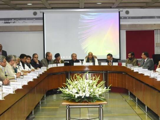 Rajnath Singh Briefs Leaders On Pulwama Attack At All Party Meet In Delhi