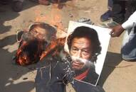 in prayagraj people burn pakistan prime minister imran khan's  posters