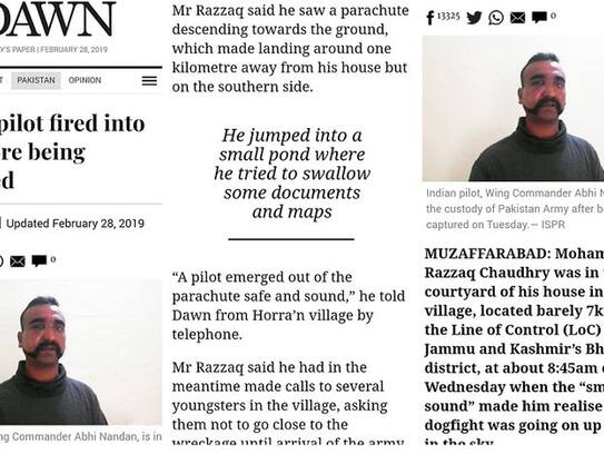 Pakistani Media is writing about captured wing commander Abhinandan