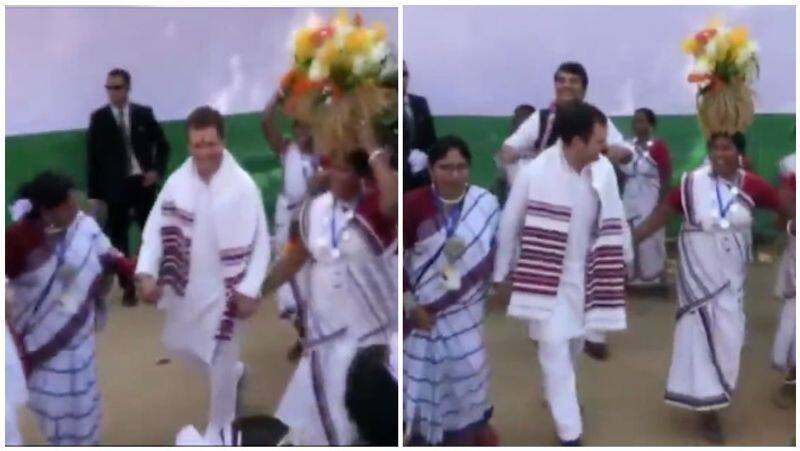 Rahul Gandhi joining dancing with women viral video