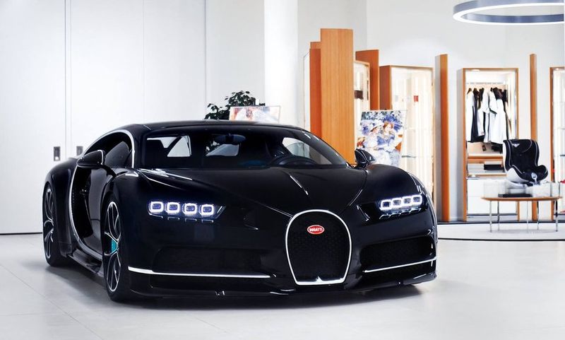 World most expensive car bugatti chiron black unveiled Geneva motor show