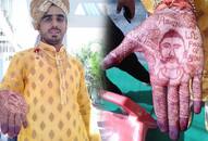 one indore groom made photo of wing commander abhinandan in his hands