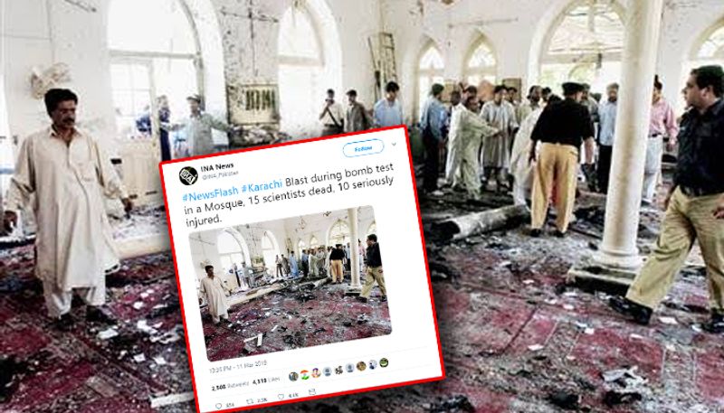 Viral check Fake Account claims Bomb Test At Karachi Mosque Kills 15 Scientists