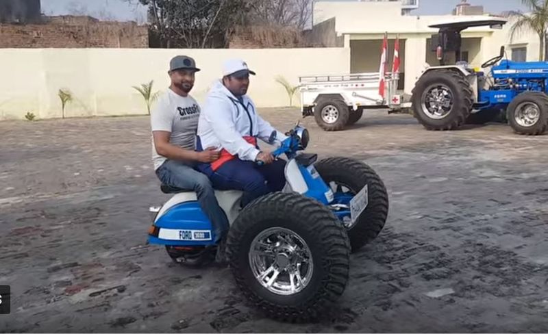 Bajaj chetak scooter modified with truck wheel