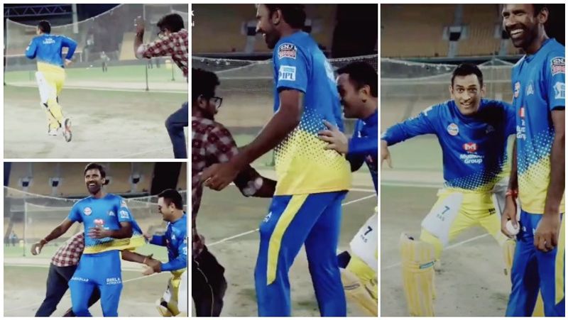 IPL 2019 MS Dhoni chased around by a fan reaction of CSK skipper is hilarious