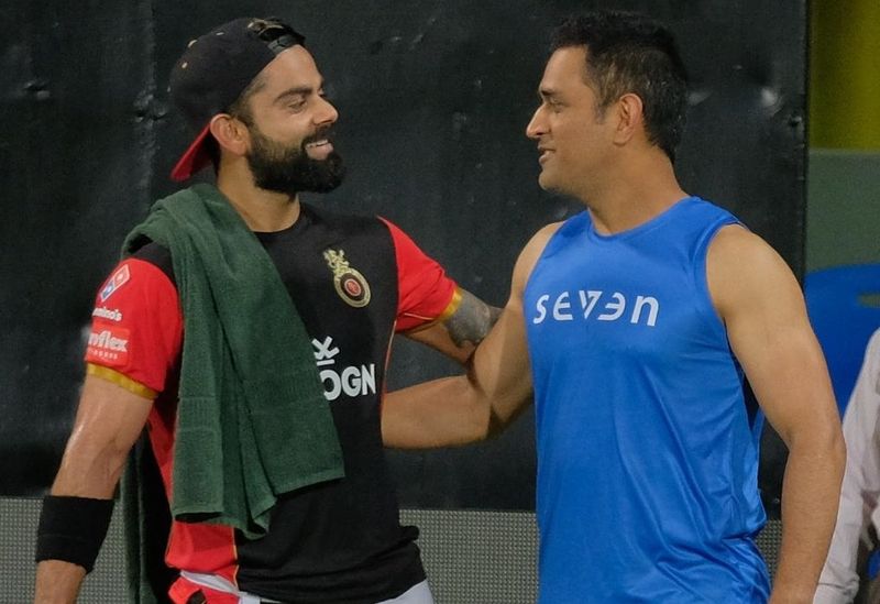 Virat kohli MS Dhoni met during practice session before Opening game of IPL 2019