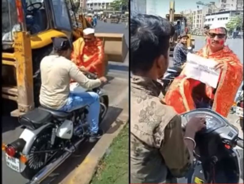 Traffic police dressed like beggars and caught bikers with loud exhausts