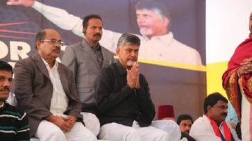 Andhra Pradesh CM Chandrababu Naidu stage protest against income tax raid on TDP leaders