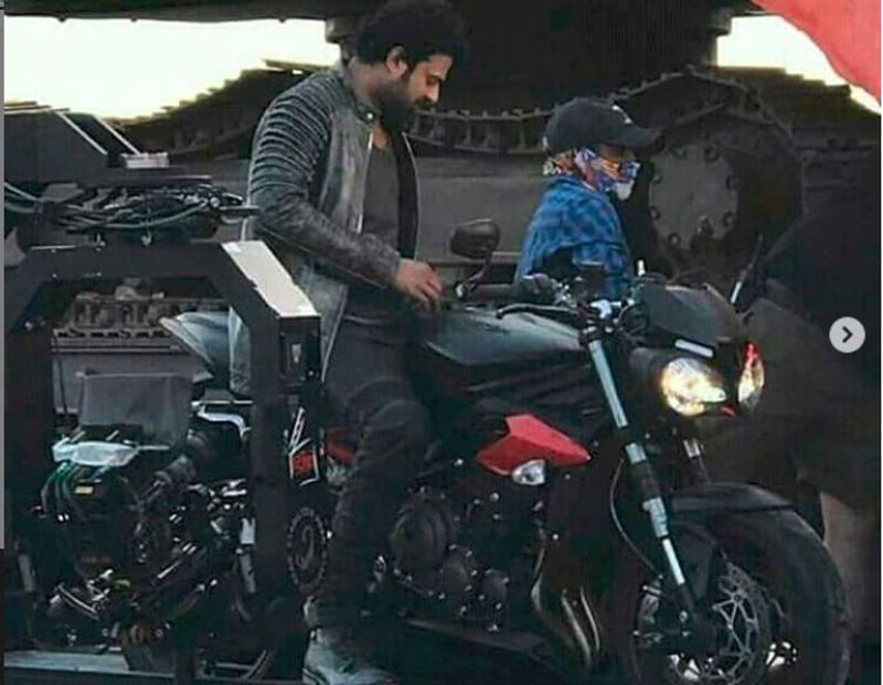 Bahubali  actor Prabhas ride Triumph Street Triple during upcoming Saaho movie