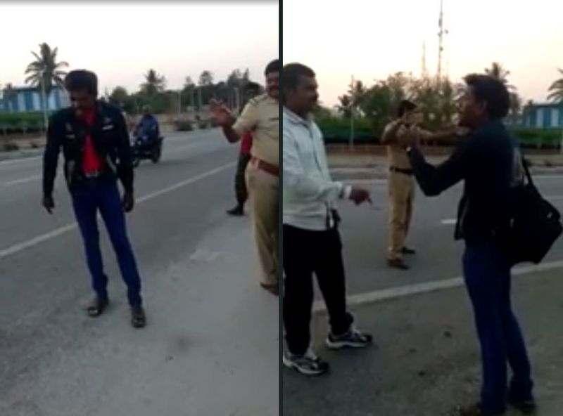 Riders slams police for caught without helmet in chikkaballapur main road