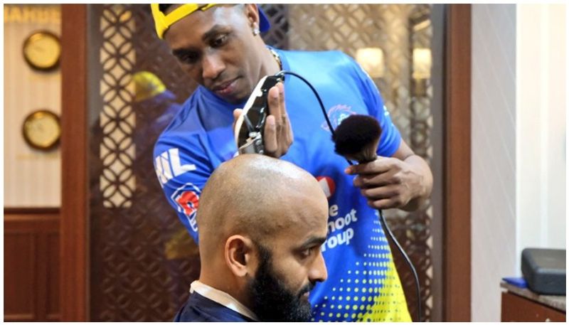 Dwayne Bravo Turns Hairstylist