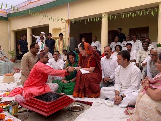 Sonia Gandhi file nomination after Puja archana in raebareli with Gandhi Family