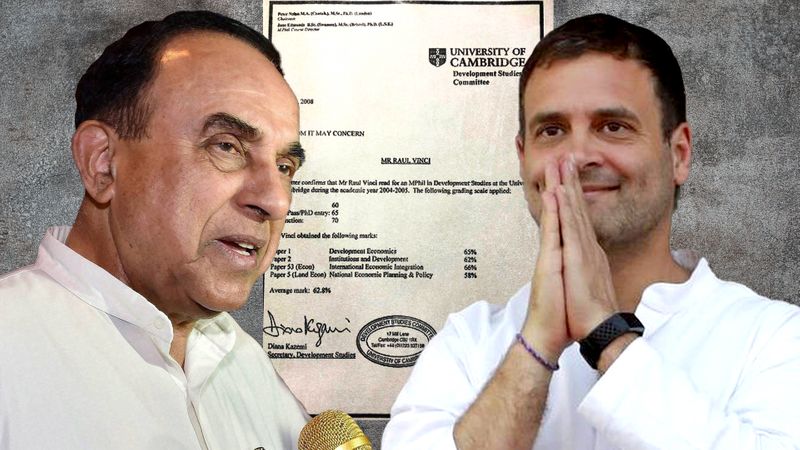 Subramanian Swamy Share Rahul Gandhi Mark Sheets in his twitter Account