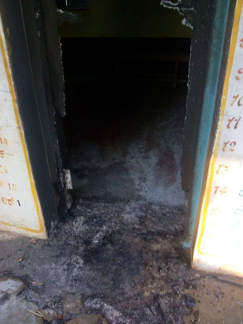 Kolar: Day before election, poll station set on fire (In Pics)