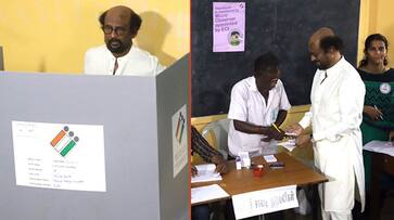 Rajinikanth K Palaniswami among early voters Lok Sabha Tamil Nadu