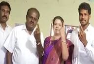 Kumaraswamy casts vote thanks media Mandya hype