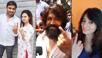 In Pics: Sandalwood stars Sudeep, Yash, Darshan, Shivarajkumar, Ragini, Amulya cast their votes in Bengaluru